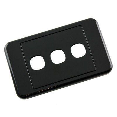 Custom Wall Plate 3 Inserts Clipsal Compatible - Black