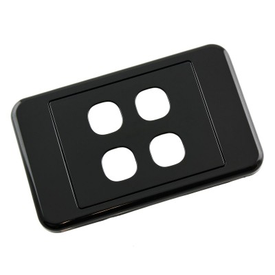 Custom Wall Plate 4 Inserts Clipsal Compatible - Black