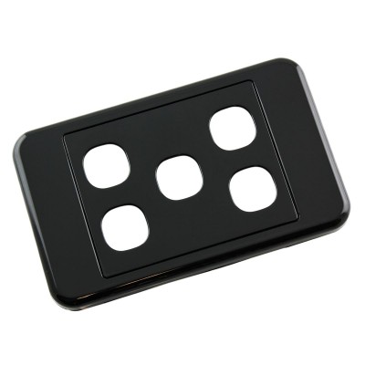 Custom Wall Plate 5 Inserts Clipsal Compatible - Black