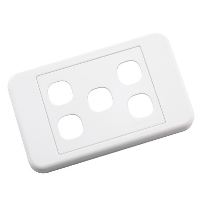 Custom Wall Plate 5 Inserts Clipsal Compatible - White