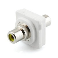 Yellow RCA to RCA Mech Insert Clipsal Compatible - White Bezel